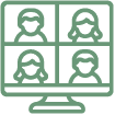 Webinar icon showing a computer screen with four people in boxes.