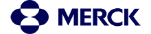 Merck logo small in blue lettering on white background