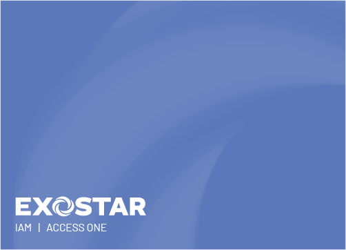 Exostar logo on a light blue background with turbine image watermark